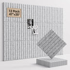 Soundsbay Large Cork Board, 47"x35" Slat Bulletin Board Alternative, 12-Pack Cork Boards for Walls, 60 Adhesive Tabs, Felt Wall Tiles for Home Office Classroom Pin Board