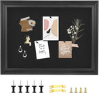 YCCYYCCY Bulletin Board with Felt, Black Wood Framed Display Bulletin Board for Walls with Pins, Eye Bolts, gaskets, Screws, Pin Board for Office, School and Home(MZB-BK,3343,1P)
