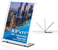 Rebehari 180° Adjustable Acrylic Sign Holder 8.5"x11", Magnetic Code Sign Menu Stand with Stable Base, Double-Sided Clear Table Paper Display Holder For Office, Store, Restaurant