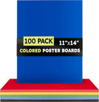Hygloss Medium Colored Poster Board 11x14 - 100 Assorted Standard Color Poster Boards Bulk Pack - Red, Yellow, Green, Blue, Black - 10 Pt. Thickness Poster Board Paper, Posterboard Multipack 11" x 14"