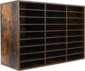TQVAI Wood Literature Organizer, 27 Slots Hold 13500 Sheets A4 Papers, Wooden Desk File Paper Storage Organizer with Adjustable Shelves, Mailbox Cubbies for Office Home Classroom, Classroom, Archaize