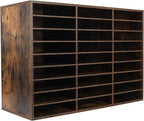 TQVAI Wood Literature Organizer, 27 Slots Hold 13500 Sheets A4 Papers, Wooden Desk File Paper Storage Organizer with Adjustable Shelves, Mailbox Cubbies for Office Home Classroom, Classroom, Archaize
