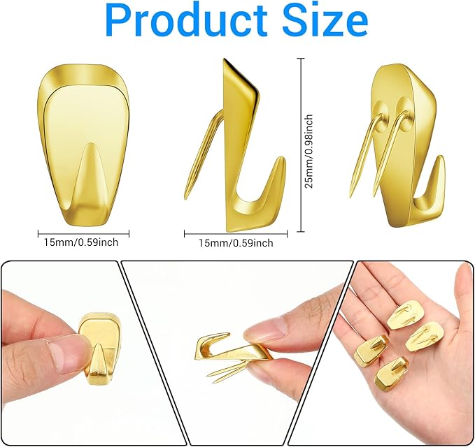 LEIFIDE Cubicle Hooks Fabric Panel Wall Hooks Cubicle Clips Picture Hangers for 40 Lbs Office Home Kitchen Room Board Hanging Supplies(Gold,10 Pieces)