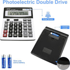 Desk Calculator 12 Digit Extra Large LCD Display, Touch Comfortable with Big Buttons, PXY Two Way Power Battery and Solar Standard Function Office Calculators