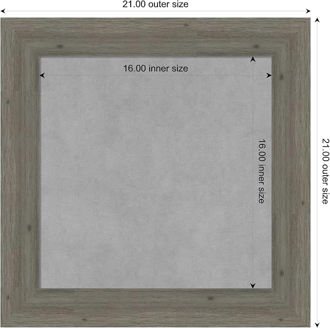 Amanti Art Grey Framed Magnetic Board 21x21 Small Vision Board for use with Magnets, 100% Metal Sheet to Display Items as Office Decor or for Home Organization in mudroom, Kitchen or Kids Room