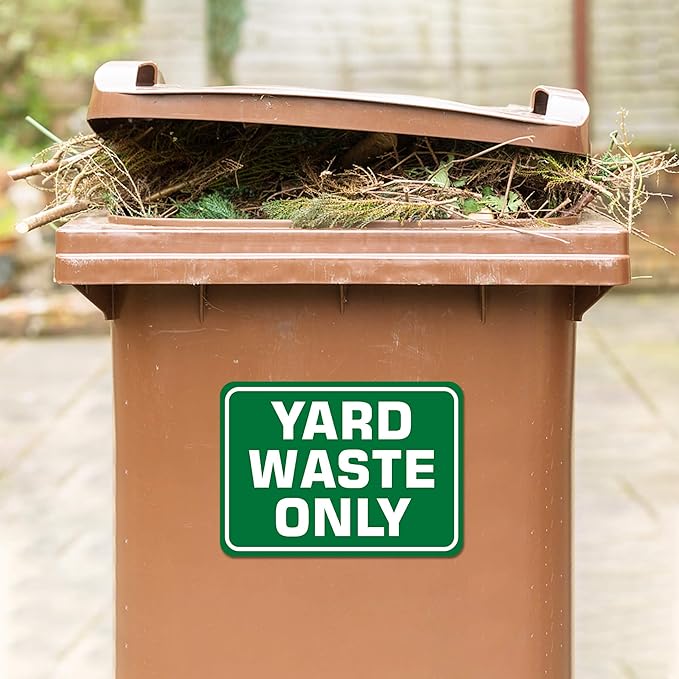 Yard Waste Only Signs 2 Pack - 10" x 7" Recycle Stickers, Waterproof Vinyl, Indoor & Outdoor