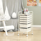Giantex 6 Storage Drawer Cart Rolling Organizer Cart for Tools Scrapbook Paper Home Office School Multipurpose Mobile Utility Cart (Ivory)
