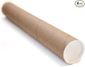 Packhorse Supply 4-pack Kraft Mailing Tubes with Caps | 2.5-inch x 24-inch Usable (25" total length) | Heavy-Duty Cardboard Poster Tubes for Shipping and Storage of Documents and Art