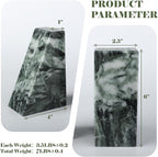 Karibiber Marble Bookends for Heavy Books, Decorative Bookends for Shelves, Green Stone Book Ends, Heavy-Duty Book Ends for Hardback Book & Cookbooks, Unique Book Stopper & Holder, Set of 2