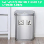 2PCS Recycle Stickers for Trash Bins, Self-Adhesive Waterproof Brushed Silver Trash and Recycling Stickers for Trash Can, Kitchen, Office, Garbage Bin Indoor, Outdoor Use