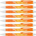 SyPen Personalized Ballpoint Pens With your Custom Logo or Text-300 Pack Bulk-for Businesses, Parties, and Events, Custom Printed, Vivid Colored Translucent Barrel, Click Pens, Black Ink, Orange Pens