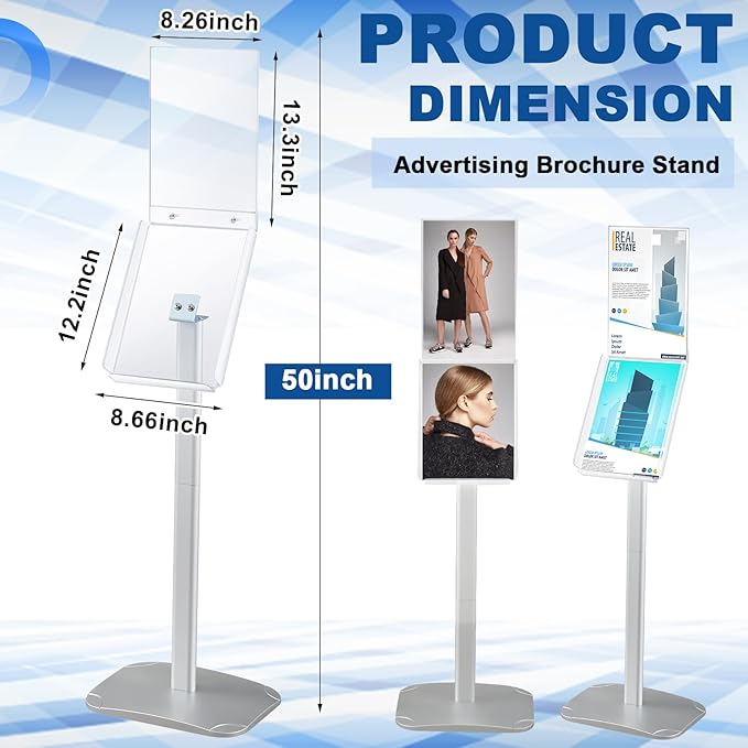 Thyle Acrylic Advertising Brochure Sign Holder Stand Displays 8.5x11 Inch for Menu Flyer Paper Document Brochure Area Landscape Free Standing Literature Business Outdoor