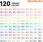 120 Colors Dual Tip Brush Marker Pens with 1 Coloring Book, Fineliner and Brush Dual Tip Markers Set, Water-based Ink Perfect for Kids Adult Artist Calligraphy Hand Lettering Journal Doodling Writing