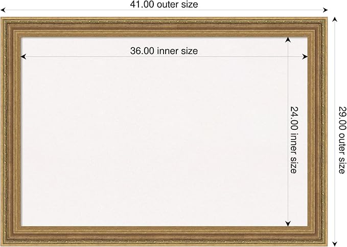 Amanti Art White Cork Board for Wall, 29x41 Vision Board with Gold Frame, Large Corkboard Office Decor for Home Organization, Traditional Corkboard Pinboard to Display Items for Home Organization