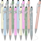 Zonon 12 Pcs Inspirational Pens Bulk Funny Ballpoint Pen with Stylus Tip Motivational Gifts for Valentine's Day Teacher Coworkers Nurse School Office Supplies(Morandi,Bible Style)