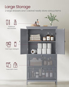 VASAGLE Floor Storage Cabinet, Freestanding Storage Unit with 2 Drawers and 2 Doors, Adjustable Shelf, 11.8 x 23.6 x 43.3 Inches, for Entryway, Bathroom, Dove Gray UBBC551G02