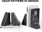 Karibiber Marble Bookends for Heavy Books, Decorative Book Ends for Shelves, Titanium Black Stone Durable and Heavy-Duty Book Ends for Hardback Books & CDS, Unique Book Stopper & Holder, Set of 2