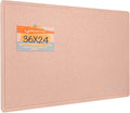 Lightomorrow Bulletin Board, 36 x 24 inches Felt Board - Decorative Pin Board, Cork Board Alternative for Wall, 3' x 2' Foldable Self-Adhesive Vision Board Prayer Board with 20 Pushpins - Mauvey Pink