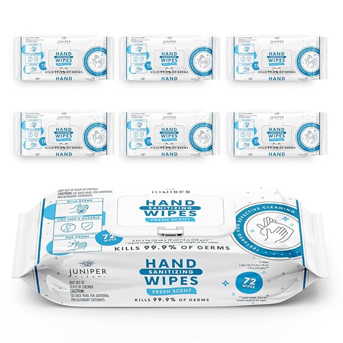 Juniper CLEAN Hand Sanitizing Wipes, 432 Count Soft Flow (Pack of 6)