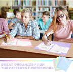 Henoyso 12 Pcs Plastic Folders with Clear Front Pockets Heavy Duty File Folders with 2 Pockets and Card Slot for Student Communication School Office Presentation Report (Pastel)