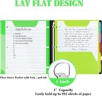 INFUN 1 Inch Telescoping 3 Ring Binder - 1PCS,Flexible Round Binder with Customizable Front Cover and Clear Catalog Pocket, 1 Inch Rings, 225 Sheet Capacity- Green