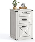VASAGLE File Cabinet, Filing Cabinet with 3 Drawers, Printer Stand, Fit A4, Letter Size, Hanging File Folders, Modern Farmhouse Style, for Home Office, Rustic White UOFC054T73