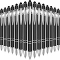 Zonon 38 Pieces Rubberized Ballpoint Pen with Stylus Tip Stylish Metal Pen Capacitive Styli with Soft Rubberized Grip, Black Ink for Most Devices(Black)