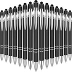 Zonon 38 Pieces Rubberized Ballpoint Pen with Stylus Tip Stylish Metal Pen Capacitive Styli with Soft Rubberized Grip, Black Ink for Most Devices(Black)