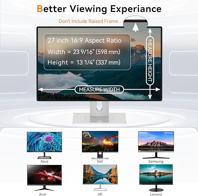 Mamol 27 Inch Computer Privacy Screen for 16:9 Aspect Ratio Widescreen Monitor - Removable Anti Glare Blue Light Filter, Computer Privacy Shield