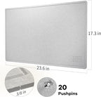 Lightomorrow Bulletin Board, 24 x 18 inches Felt Board Decorative Pin Board, Cork Board Alternative for Wall, Foldable Photo Board Self-Adhesive Vision Board Mood Board with 20 Pushpins - Light Gray
