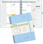 POPRUN Monthly Planner 2026-2027 (Medium 6.5" x 8.5") 18 Months Calendar Book(Jan 2026 - Jun 2027) - 4 Pages per Month with Expense & Notes, Stair-like tabs, Leather Cover, Sunday Start - Blue