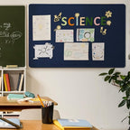Large Bulletin Board - 60 x 36 Inches, Decorative Felt Pin Board for Wall - 5' x 3' Foldable Photo Display Board with Self-Adhesive Tape, Includes 20 Push Pins - Dark Blue