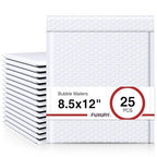 Fuxury Bubble Mailer, 8.5x12 Inch 25 Pack Self-Seal Adhesive Padded Envelopes Usable Size 8.5x11 Inch, Water Resistant Bubble Envelopes for Mailing,Packaging,Small Business,Shipping, White #2