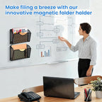 KZWKRG 2PCS Magnetic File Holder - No Drilling Magazine Paper Document Holder, Magnetic File Paper Mail Organizer, Magnetic Hanging File Organizer for File Cabinets, Office, Whiteboard