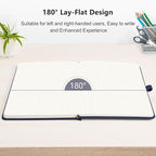 RETTACY Bullet Dotted Journal Notebook, 320 Numbered Pages, A5 Medium Size (5.7'' × 8.3''), Leather Hardcover, 100 GSM Thick Paper, for Bullet Journaling, Planning, Tracking (Navy Blue)