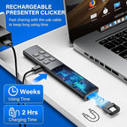 Presentation Clicker with Air Mouse - USB C Wireless Presenter Remote Clicker with Light Pointer, RF 2.4GHz PowerPoint Clicker for Presentation, Computer Pointer Clicker Slide Advancer for Mac,Laptop