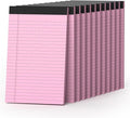 360 Sheets Pink Note Pads 5" x 8" Pack of 12 Small Legal Pads College Ruled Lined Paper with Micro-Perforated Writing Notebook 30 Sheets per Pad Small Notepad for School, Office & Home Supplies