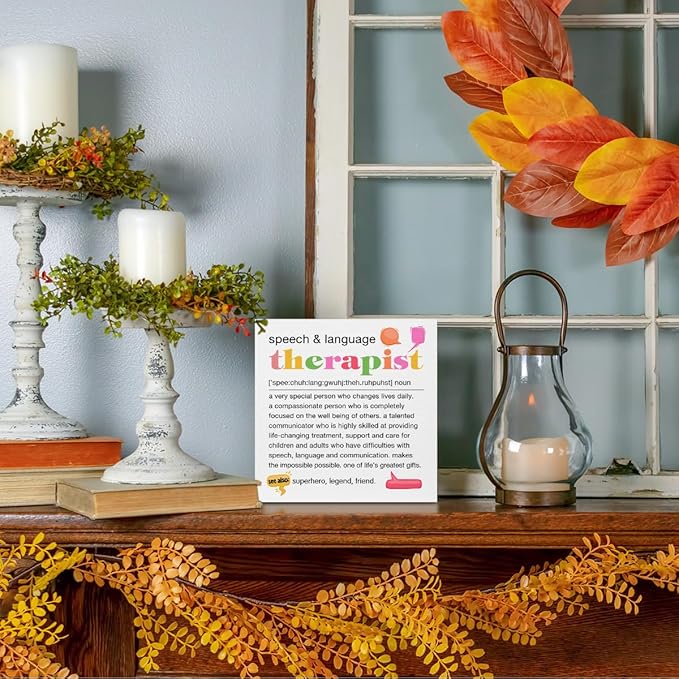 Speech Therapist Gift, Speech Therapy Gifts Wood Box Sign, Speech Pathologist Gifts, SLP Gifts Appreciation Gifts, Office Home Desk Cubicle Table Shelf Decor, Speech Therapist Gifts for Women