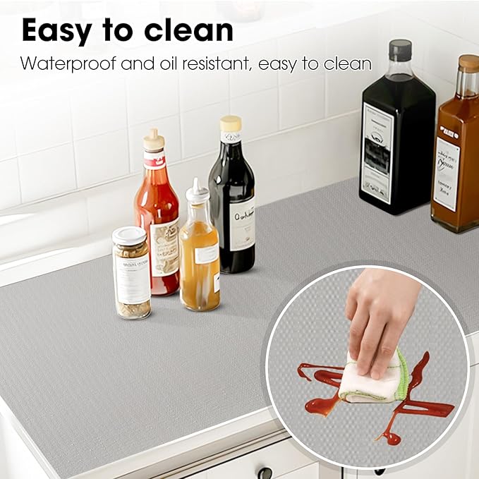 ALIUNI Drawer and Shelf Liner, Non-Slip Kitchen Cabinet Liners Non-Adhesive Thick Strong Grip Waterproof Washable Mats Protect Dresser Shelves Cupboard Bathroom Cabinets, Light Gray, 18 in X 10 FT