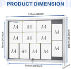 SWANCROWN Glass Enclosed Bulletin Board 48"x32", Locking Message Board with Sliding Glass Doors for Indoor Use, Grey Fabric