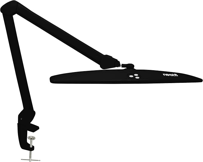 Neatfi Elite HD XL Task Lamp, 1600 Lumens, 84PCS SMD LED, 6500K, Non-Polar Dimming, Desk Light for Home, Office, and Study Room (Non-CCT with Clamp, Black, 22 Inches)