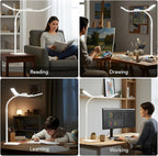 Galnolt LED Desk Lamp for Home Office with Base, 28.2" Adjustable Gooseneck Swing Arm Bright Desk Light, Dimmable Architect Table Lamp for Desktop Computer Light, Reading, Study, Workbench（White）