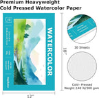 Hapikalor 12"x18" Large Watercolor Paper Pad, 1-Pack 30 Sheets 140lb/300gsm Artist Large Sketchbook Drawing Paper Book, Art Supplies for Adults Kids, Watercolors, Watercolor Paint Set, Sketchbook,Teal