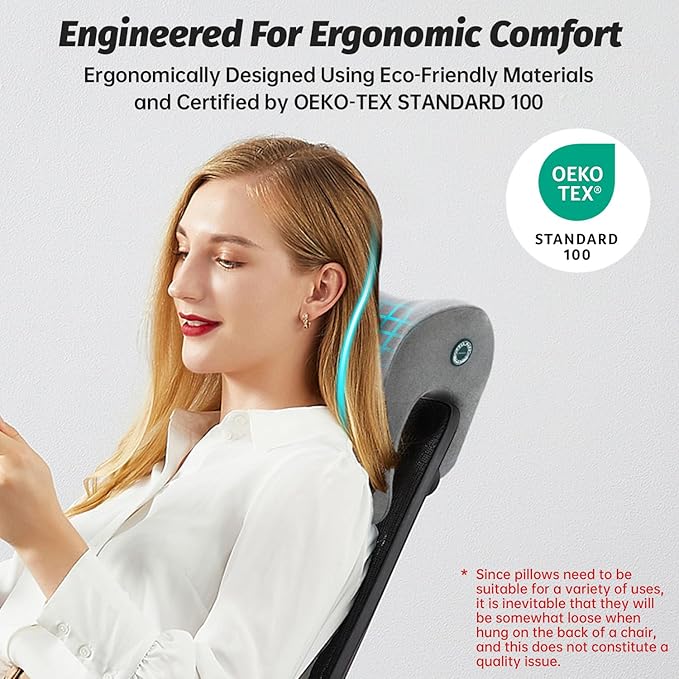xiaomubiao Headrest Office Chair Neck Pillow Ergonomic Memory Foam Desk Pillow for Napping, Headrest Attachment for Office Chair,Neck Support Pillow Chair for Car, Office, Gaming