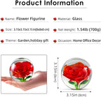 EUSTUMA Hand Blown Glass Flower Paperweight Figurine for Office Desk.Give You A Gift from The Person You Love, The Garden Decoration.(Orange Flower)