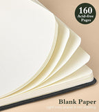 PAIBAS Blank Journal Notebook for Women Men,160 Pages,A5 Hardcover Sketchbook for Drawing, Sketch book, Unlined Notebooks for School,Work, Note Taking,Travel Journals for Writing 5.8"x8.5" (Black)