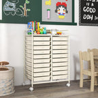 Happygrill 20-Drawer Organizer Cart Tools, Mobile Utility Storage Cart with Removable Drawers & Lockable Wheels, Rolling Storage Cart with wheels for Home Office School (White)