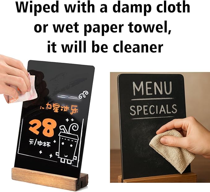 JDEA Wooden Double-Sided Chalkboard with Base (2 Pack) - 8.7x11.5 inches, Black
