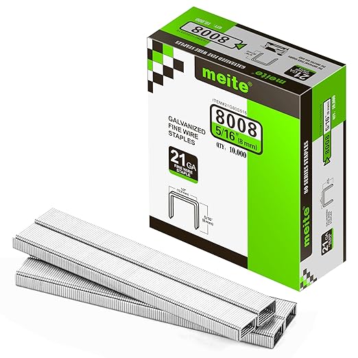 meite 21 Gauge Upholstery Staples, 1/2-Inch Crown with 5/16-Inch Length Galvanized Heavy Duty Staples for Staple Guns MT8016, MT8016S, and MT8016SLN (10 Boxes)