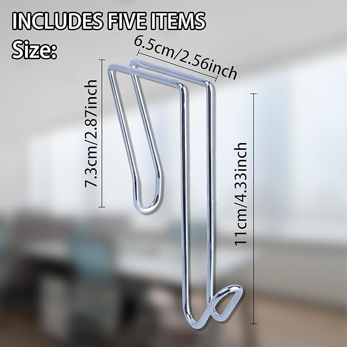 LIGHUFEIC 5 Pack Wire Cubicle Hook,Cubicle Accessories Wall Hangers for Clothing Mirrors, Pictures, Hats, and Bags in Office Cubicles Panels Cubicle Hooks(slive)